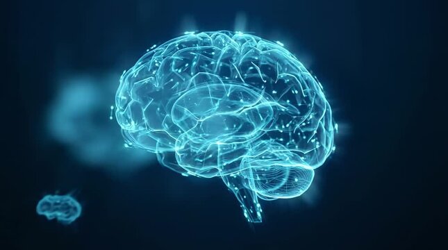 Digital human brain glowing with neural activity