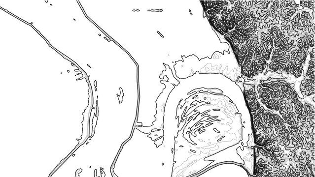 Cat Island Towhead Topographic Map White Background Minimalist Contour Lines 4K Arkansas