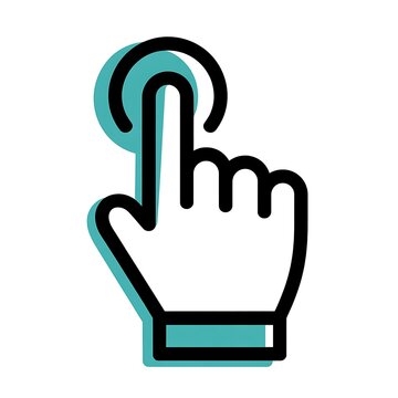 Hand finger clicking icon with blue circle touch gesture