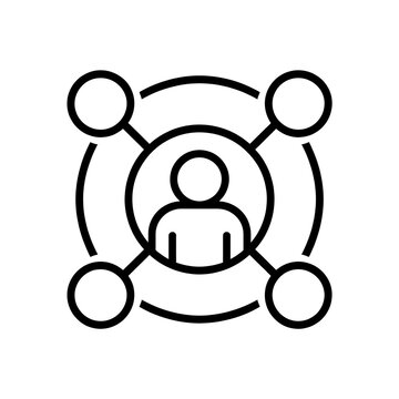 Network connection icon with person in center