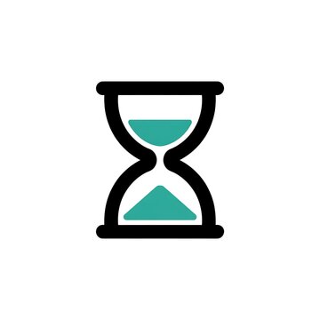 Simple hourglass icon with green sand for time management