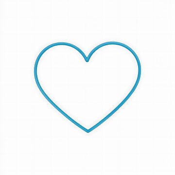 Simple blue heart icon outline for love and romance design