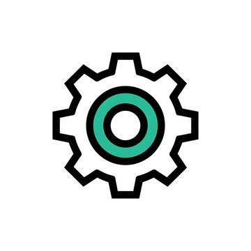 Green and black gear icon for settings or mechanical design