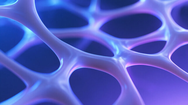 Abstract Cellular Lattice Mesh in Futuristic Violet Light