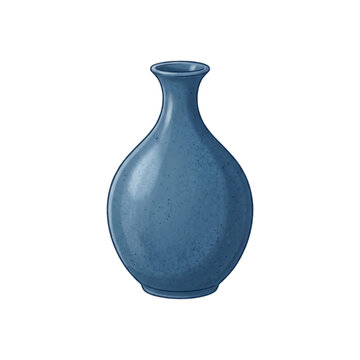 Blue ceramic vase illustration isolated on white background