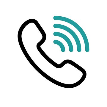 Telephone icon with signal waves for communication