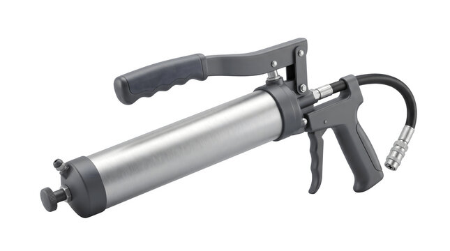 Industrial manual grease gun with lever handle, professional lubrication tool for automotive maintenance, heavy duty steel oil injector