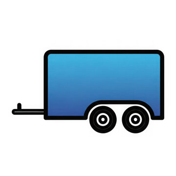 Blue enclosed cargo utility trailer icon for transportation and logistics design
