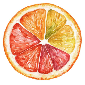Nance Fruit Slice, serene watercolor vector artwork with smooth washes of color and refined textures, isolated on a white background.