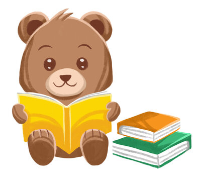 teddy bear reading book