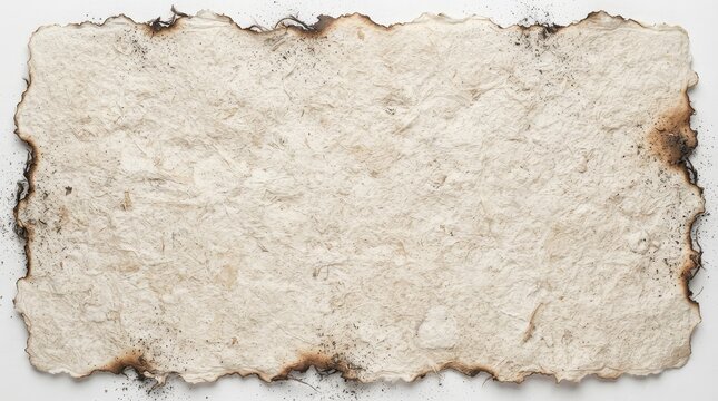 Aged paper texture with burnt edges and rough surface