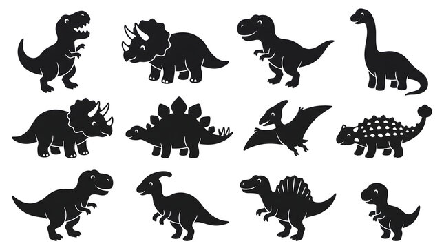collection of dinosaur silhouettes for kids