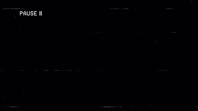 pause vhs with scratches vintage film old tape text and logo transparent looping. 4K video with Alpha channel