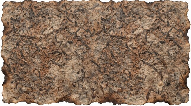 Rough textured organic paper background with burnt edges