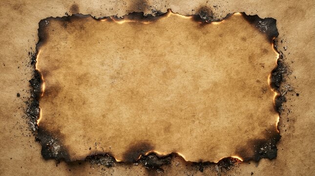 Burnt paper background with aged texture and fire damage