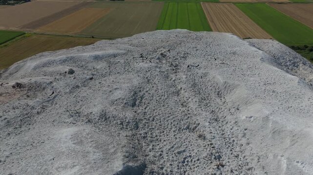 Salt Spoil Heap Eroded Summit Plateau Aerial Top down