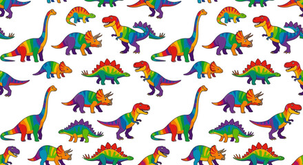 Rainbow Dinosaurs Pattern Isolated © Sedap