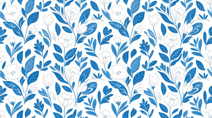 Fototapeta premium Blue and White Floral Pattern Isolated