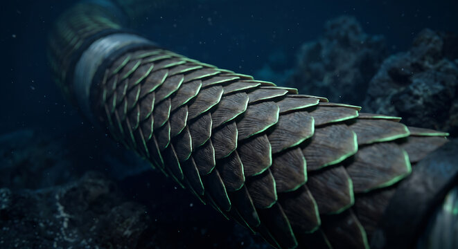 Reptilian scaled tail with glowing edges