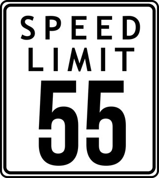 Speed limit 55 mph road sign, Speed limit 55 miles per hour