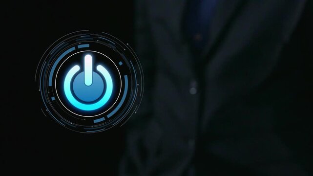 Start 2025 concept with futuristic power button symbolizing fresh beginnings, innovation, and digital transformation. Start 2025, new goals, and start 2025 initiative. Elide
