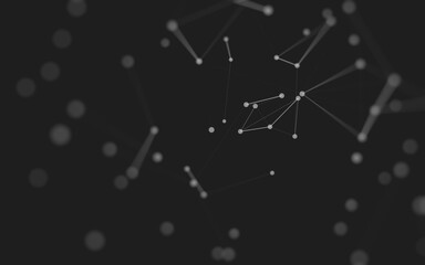 Fototapeta premium Abstract background. Molecules technology with polygonal shapes, connecting dots and lines. Connection structure. Big data visualization.