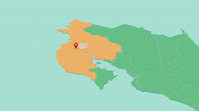 Mapa de Costa Rica con divisi&oacute;n pol&iacute;tica resaltando la provincia  Guanacaste