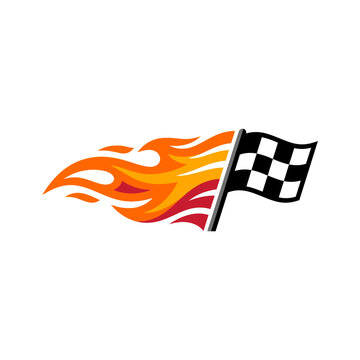A burning checkered flag symbolising racing speed