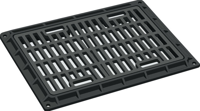 Robust Rectangular Cast Iron Drain Grate for Water Drainage System