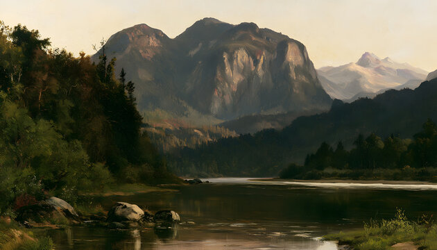 Mountainous Scene with a River