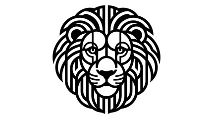 Fototapeta premium Geometric black lion head mascot logo design.