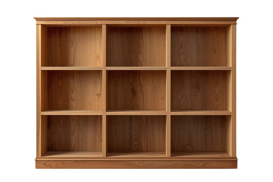 Large wooden storage shelf with nine compartments