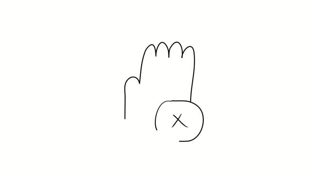 Refusal to cooperate, refusal of a relationship, refusal of friendship. Contour drawing, silhouett animation. Continuous line. Isolated on white. Video 4k object illustration self-drawing. Object cons