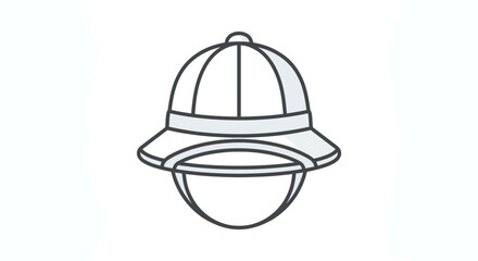 Fototapeta premium Traditional explorer pith helmet safari hat outline icon.