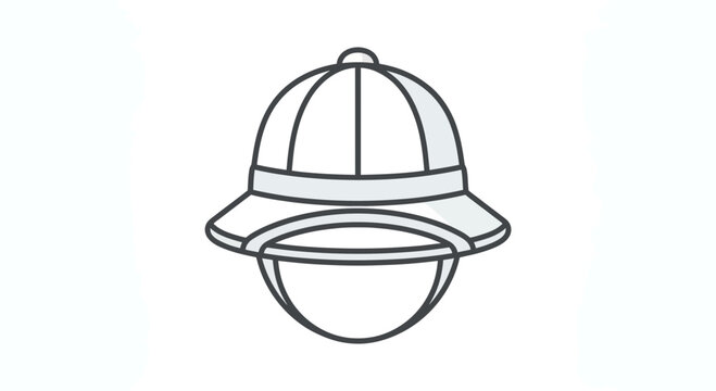 Traditional explorer pith helmet safari hat outline icon.