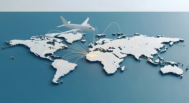 Global Air Travel Network Connecting Continents and Cities