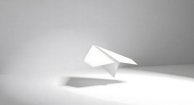 Paper Airplane in Flight Minimalist Studio Background