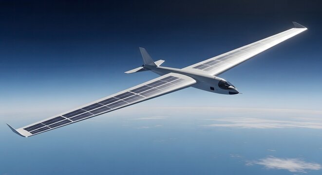 Solar Powered Airplane Flies High Above Clouds