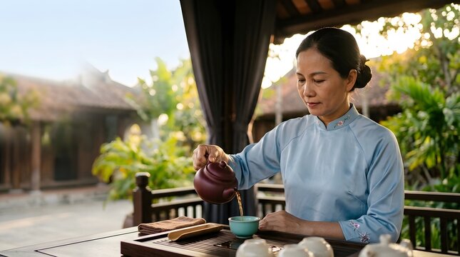 Female artisan working with clay pottery in a studio stunningly arranged