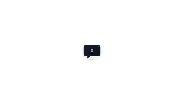 Dark blue speech bubble icon on white background.
