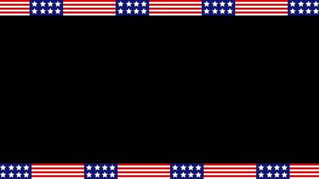 animation America border with stripes, stars and copy space area for element design transparent background