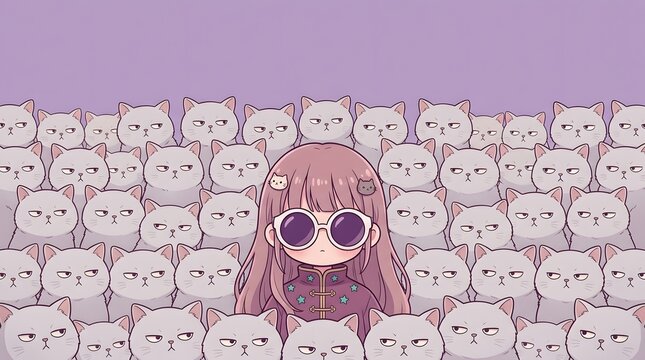 Seamless repeating pattern of a pink cartoon cat perfectly developed