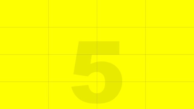 Bright yellow background with large number five design.