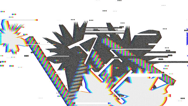 fragmented abstract shapes with glitch effects and bright colors for avant garde designs.