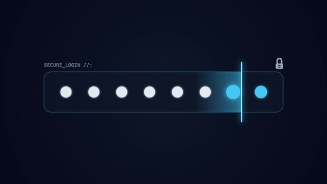 Digital Password Input Field with Biometric Fingerprint Scanner Security Interface Motion