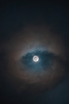 moon and clouds, Full Moon Framed by Blue Clouds