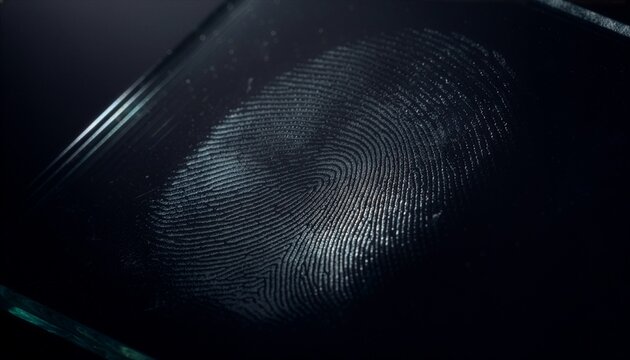 Detailed fingerprint impression visible on a transparent glass surface.
