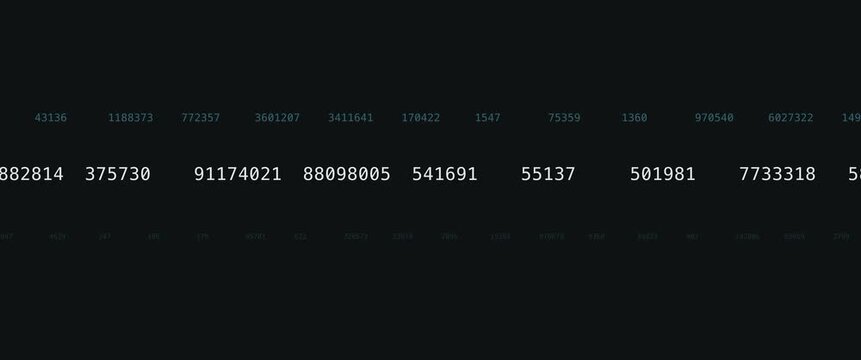 Cinematic widescreen layered number streams anamorphic seamless loop