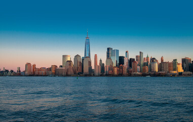 Fototapeta premium New York city. New York skyline Manhattan. New York iconic landmark. New York panorama skyline. NYC with Manhattan in sunset.