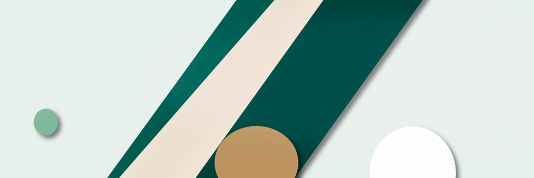 Teal and green diagonal strips with scattered dots and rounded forms create a playful abstract composition, suited for creative campaigns and tech branding.